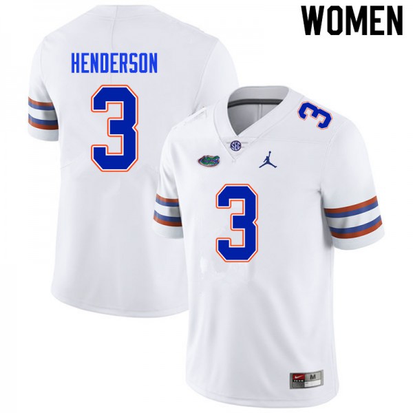 Women #3 Xzavier Henderson Florida Gators College Football Jerseys White